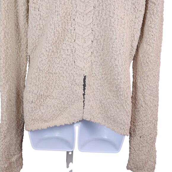 Bobeau Cream Nubby Knit V-Neck Pullover Sweater w/ Back Vent Size M - Picture 5 of 14